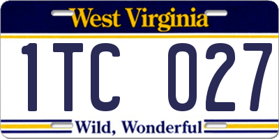 WV license plate 1TC027