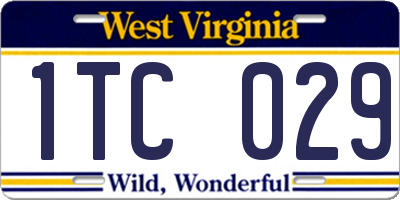 WV license plate 1TC029