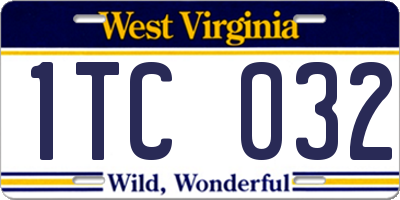 WV license plate 1TC032
