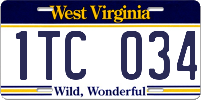 WV license plate 1TC034