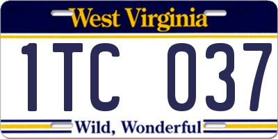 WV license plate 1TC037