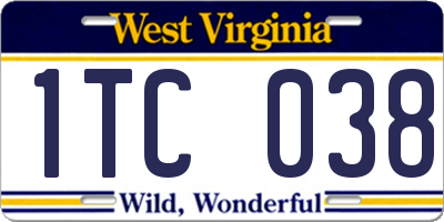 WV license plate 1TC038