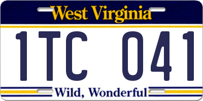 WV license plate 1TC041