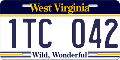 WV license plate 1TC042