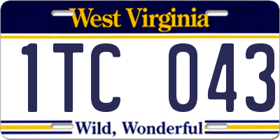 WV license plate 1TC043
