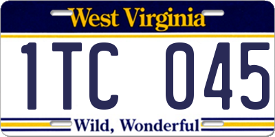 WV license plate 1TC045
