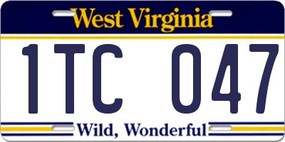 WV license plate 1TC047