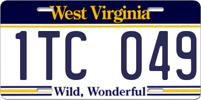 WV license plate 1TC049