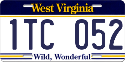 WV license plate 1TC052