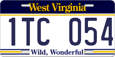 WV license plate 1TC054