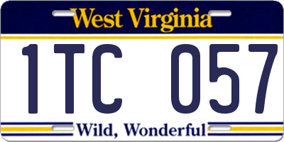 WV license plate 1TC057
