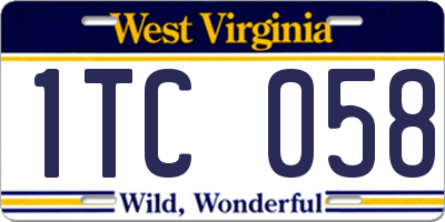 WV license plate 1TC058