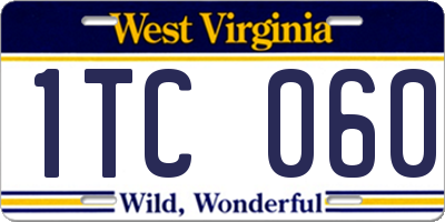 WV license plate 1TC060