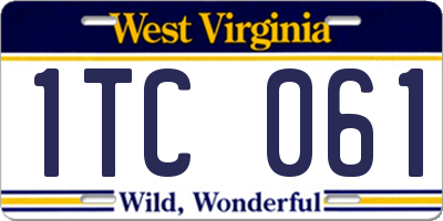 WV license plate 1TC061
