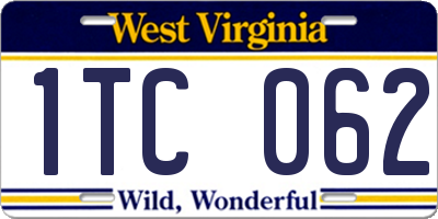 WV license plate 1TC062