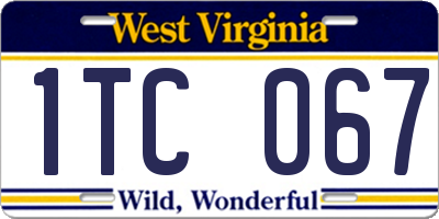 WV license plate 1TC067