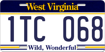 WV license plate 1TC068