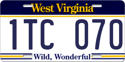 WV license plate 1TC070
