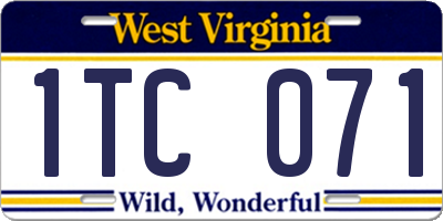 WV license plate 1TC071