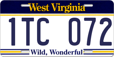 WV license plate 1TC072