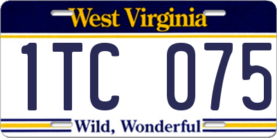 WV license plate 1TC075