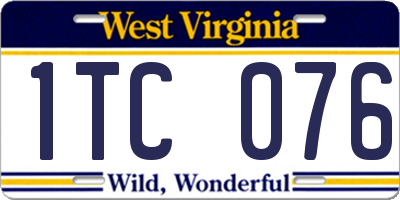 WV license plate 1TC076
