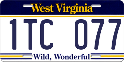 WV license plate 1TC077