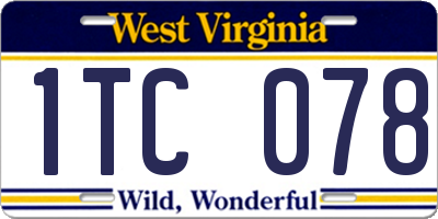 WV license plate 1TC078