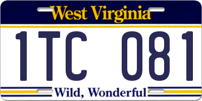 WV license plate 1TC081