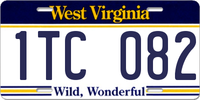 WV license plate 1TC082