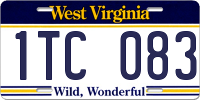 WV license plate 1TC083