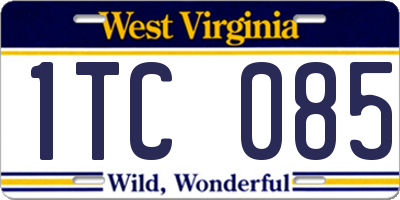 WV license plate 1TC085