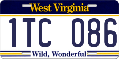 WV license plate 1TC086