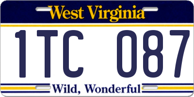 WV license plate 1TC087