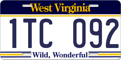 WV license plate 1TC092