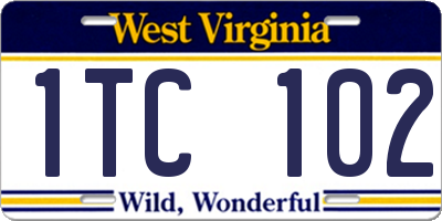 WV license plate 1TC102