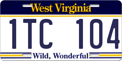 WV license plate 1TC104