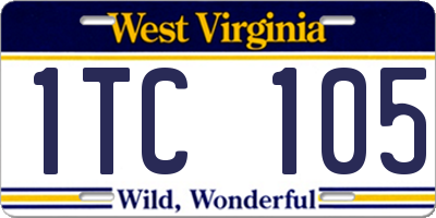 WV license plate 1TC105
