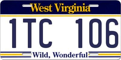 WV license plate 1TC106