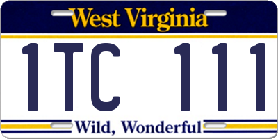 WV license plate 1TC111