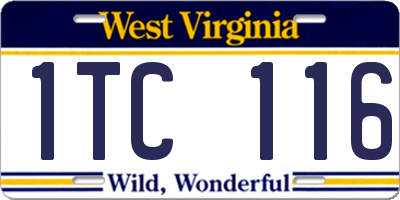 WV license plate 1TC116