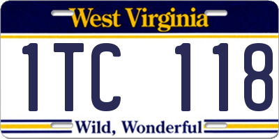 WV license plate 1TC118