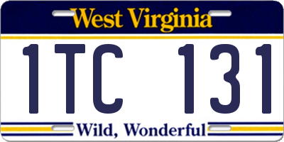 WV license plate 1TC131