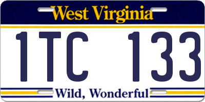 WV license plate 1TC133