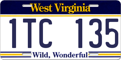 WV license plate 1TC135
