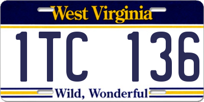 WV license plate 1TC136