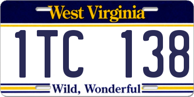 WV license plate 1TC138