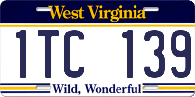 WV license plate 1TC139