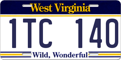 WV license plate 1TC140