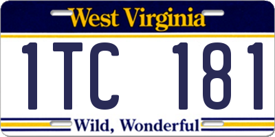 WV license plate 1TC181